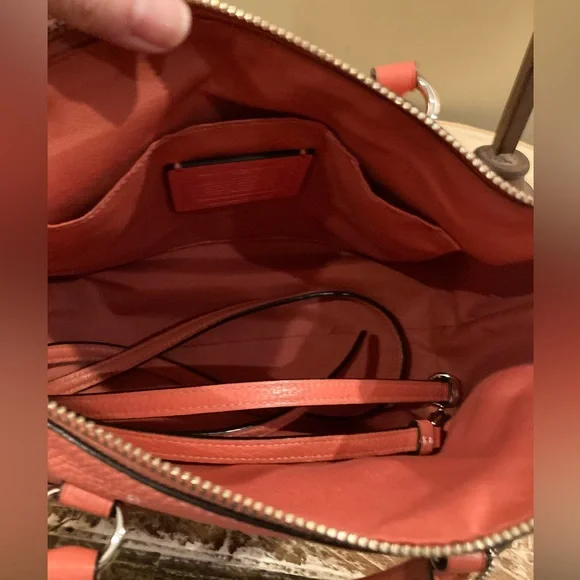 COACH Mini Emma Crossbody Satchel Pebble Leather F31466 Coral & Matching Wallet - Picture 8 of 14